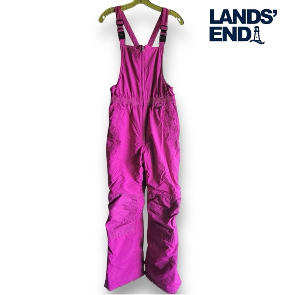 Lands End Girl’s Squall Grow-A-Long Snow Suit Bib Pink Magenta Fuchsia Kids | 14